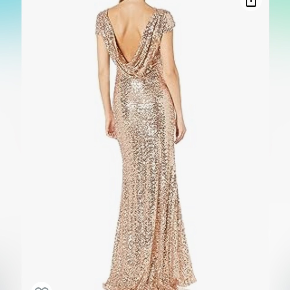 Long rose gold sequence dress. Size 2. Worn once.